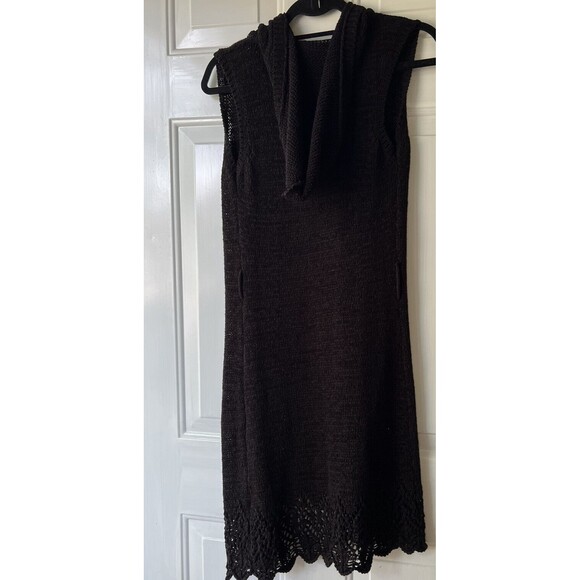 BCBGMaxazria Cardigan Womens Small Black Button Front Sleeveless Knit Sweater - Picture 2 of 6